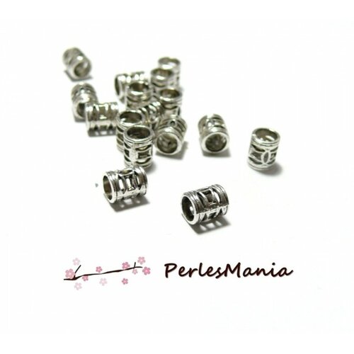 Ref 307 pax 25 perles intercalaire - tubes ajourees - métal coloris argent antique