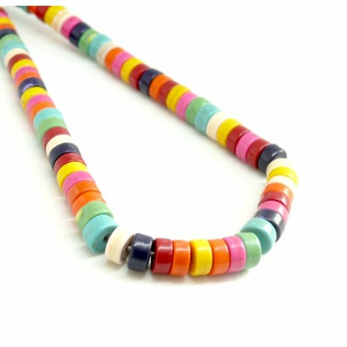 Hg11084 1 fil d'environ 110 perles rondelles howlite 8 par 4 mm multicolores coloris 12