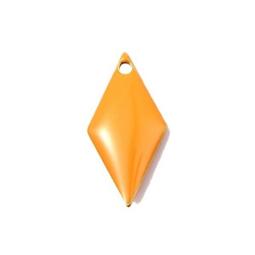 Ps110140760 pax 4 sequins médaillons émaillés biface losange 17 par 8mm orange base doré
