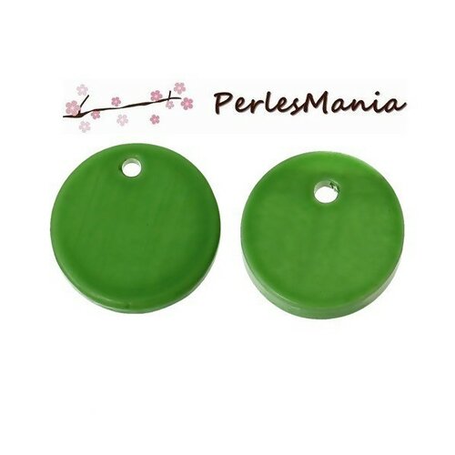 Lot de 20 perles, pendentifs, nacres pastilles 12mm, coloris vert ( s1153651)