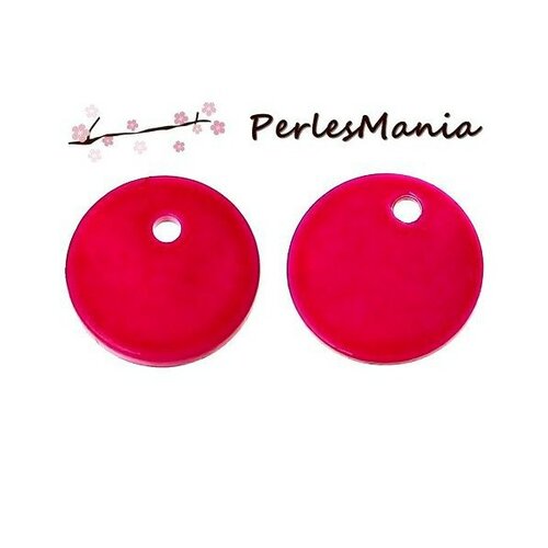 Lot de 20 perles, pendentifs nacres, pastilles 11mm rose fuchsia ( s1153648 )