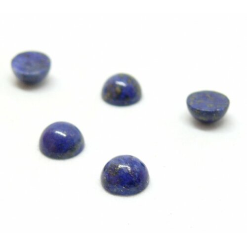 Hr416633 pax de 5 cabochons, demi perle 6mm, lapis lazuli, coloris 33
