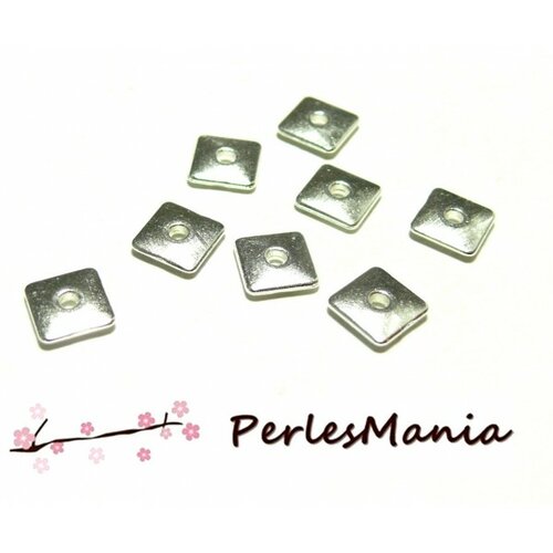 Ref 2w5721 pax 25 perles intercalaires, carré 8 mm, métal coloris argent vif
