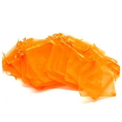 P108 pax 10 pochettes organza orange 10 par 12 cm