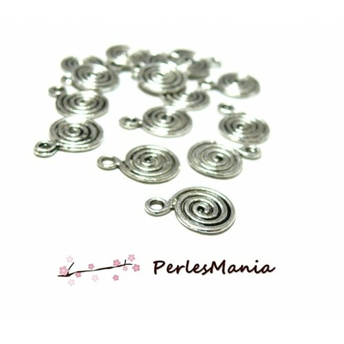 160707150617 pax 25 pendentifs ronds spirale métal couleur argent antique