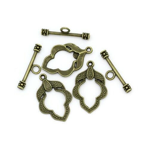 Ps1128513 pax 10 set fermoirs t toggle feuille metal couleur bronze