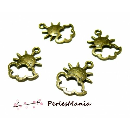 Ref 258 pax 20 pendentifs soleil et nuage métal coloris bronze accessoires pour création de bijoux