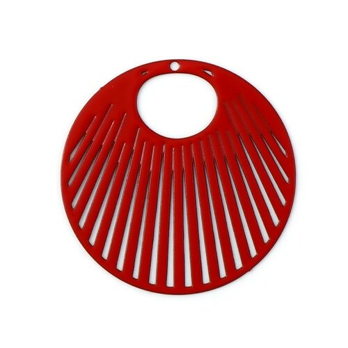 Ps11738692 pax 5 estampes pendentif filigrane cercle 31mm métal coloris rouge