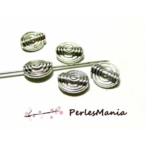 H025 pax 10 perles intercalaire rond spirale 11mm métal coloris argent antique