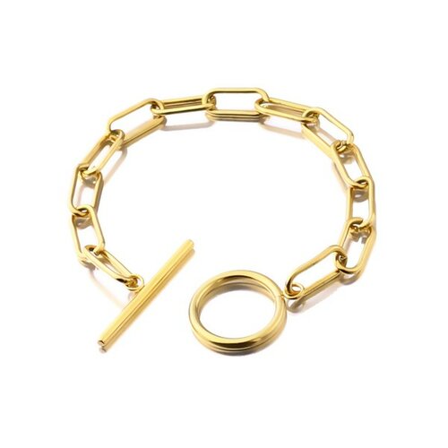 S11042896 pax 1 bracelet - gourmette 18 cm - grosse maille - en acier inoxydable 304 - coloris doré