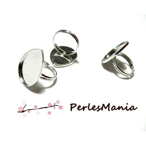 Lot de 10 supports de bague double fine forme goutte métal coloris argent platine