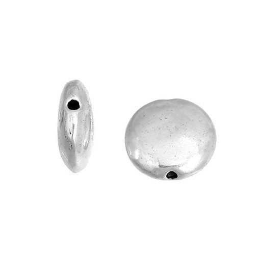 Ps110085021 pax 20 perles intercalaires ronde et plate 9 mm métal coloris argent antique