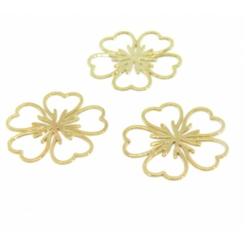 Ae112177 lot de 4 pendentifs filigrane fleur de sakura 17 mm coloris doré