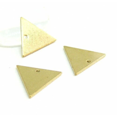 Hg33187g pax 5 pendentifs triangle 14 mm laiton plaqué or 18kt