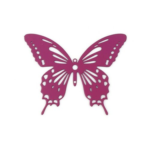 Ps11752746 pax 2 estampes pendentif filigrane papillon 44 mm cuivre coloris violet orchidée