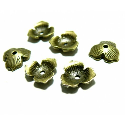 Ref 2a7761 pax 20 coupelles caps fleur métal couleur bronze