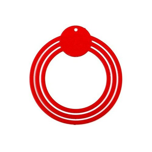 Ps11752753 pax 5 estampes, pendentif filigrane, triple cercle 30 mm cuivre coloris rouge
