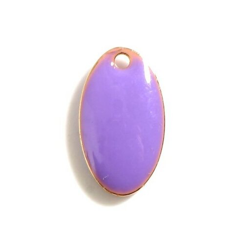 Ps11754212 pax 4 pendentifs ovale style emaillé 14 par 8 mm violet metal couleur doré