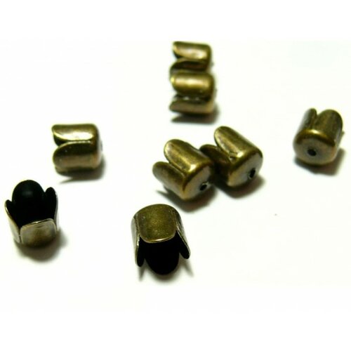 H11015y pax 50 coquilles, coupelles, embouts lisse 7 mm métal coloris bronze
