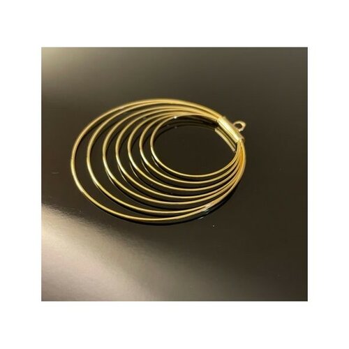 Ps110115215 pax 1 pendentif, géométrique, multi cercles 63 mm, cuivre plaqué or 18kt pour bijoux raffinés