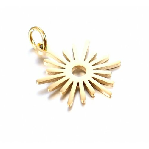 Bu11211029164321 pax 1 pendentif soleil avec anneau 14 mm doré en acier inoxydable 304 pour bijoux raffinés