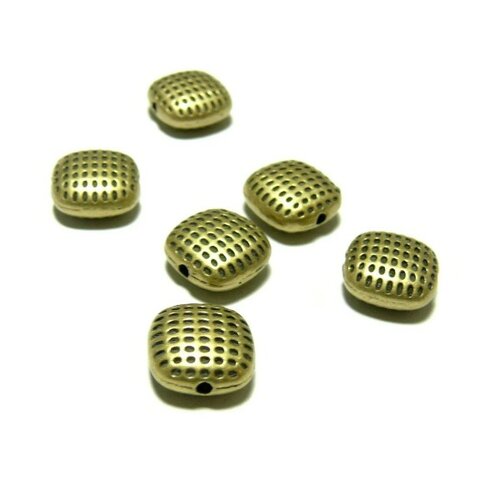 H46353 pax 20 perles intercalaires carre picots 10mm métal couleur bronze