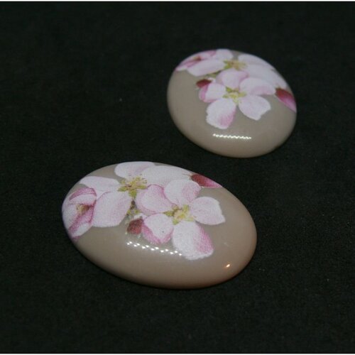 Ps110102327 pax 4 cabochons en résine 29 mm - japon fleur de sakura, cerisier en fleur