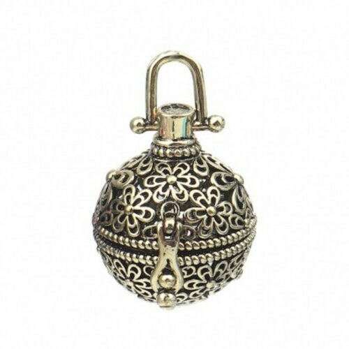 Ps110260029 pax 1 pendentif cage multi fleurs- pour bola de grossesse 16mm - cuivre coloris bronze