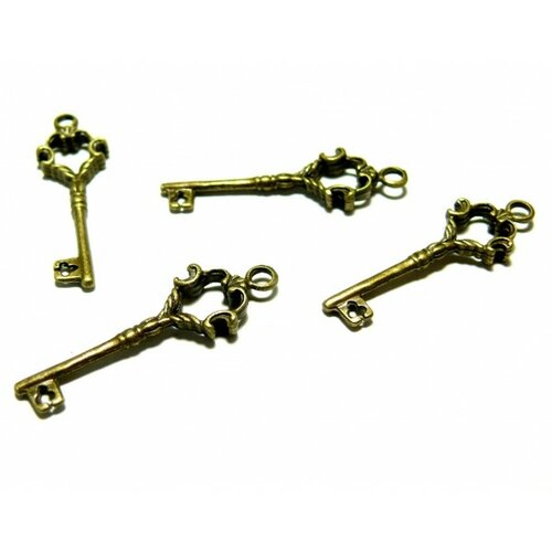 Ref 192 pax 10 clé pendentifs breloque métal couleur bronze