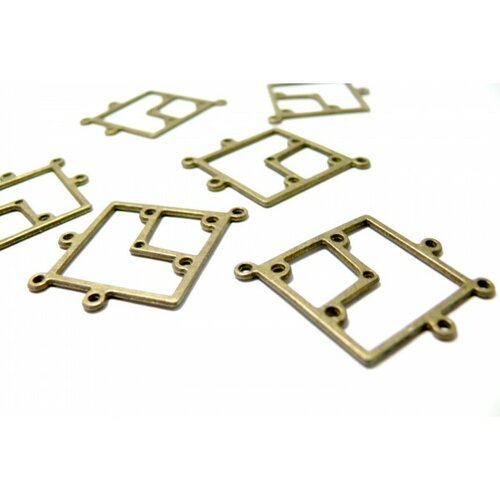 Ref 68 pax 10 pendentifs mutliconnecteurs chandeliers losange métal couleur bronze