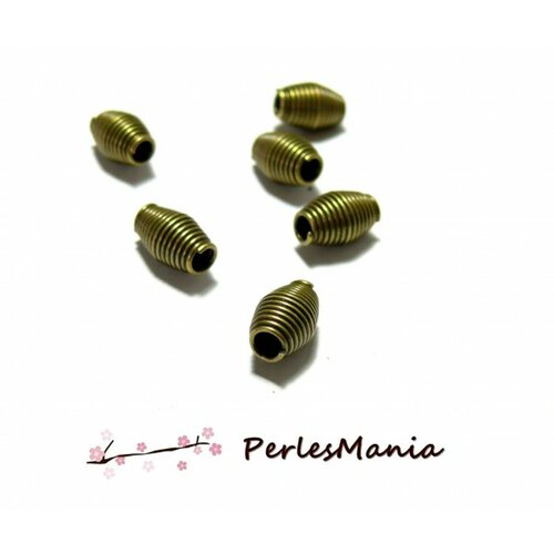 H1129y pax 20 pendentifs, perles intercalaire 9 mm, style oblong spirales metal couleur bronze