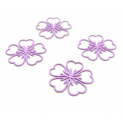 Ae112177 lot de 4 pendentifs filigrane fleur de sakura 17 mm coloris lilas