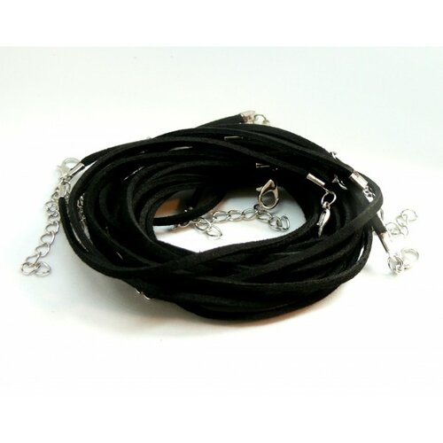 Ps11106658 pax 5 colliers de cordon en suédine noires avec chaine de confort