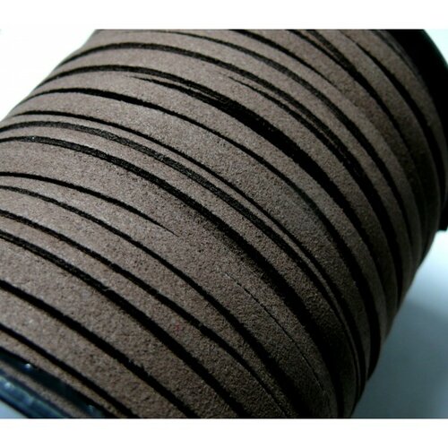 S115 lot de 5 mètres de cordon en suédine aspect daim marron fauve clair 5mm