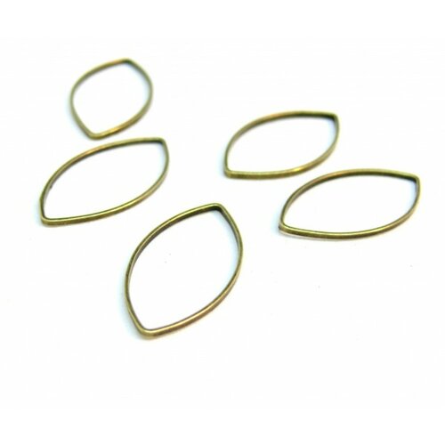 Ps110094267 pax 25 pendentifs anneau connecteur fermé navette 22 par 11mm cuivre coloris bronze