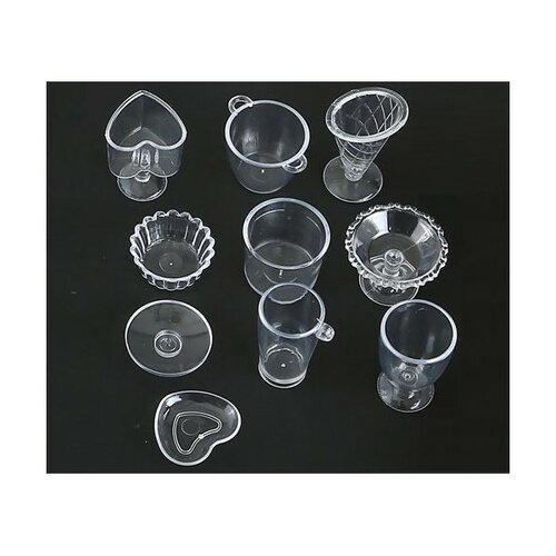 S11664750 pax de 10 coupes, verre miniatures transparents pour créations fimo ou résine