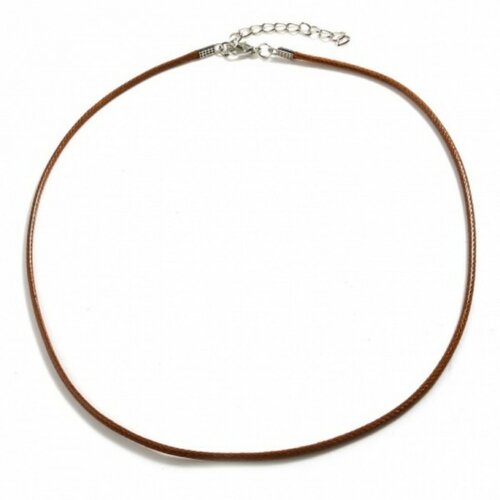 Ps11769595 pax 10 colliers corde marron clair diamètre 2mm avec fermoirs et chaine de confort