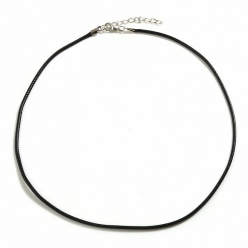 Ps11769600 pax 10 colliers corde noir, diamètre 2mm, avec fermoir et chaine de confort