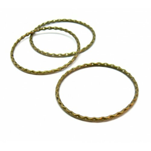Ref 2y5702 pax 5 pendentifs grand anneau connecteur torsadés 42 mm métal couleur bronze