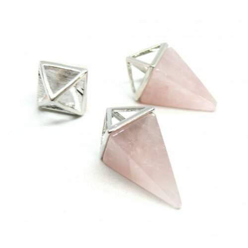 He757 lot 1 pendentif pyramidal quartz rose 34 mm coloris 07p