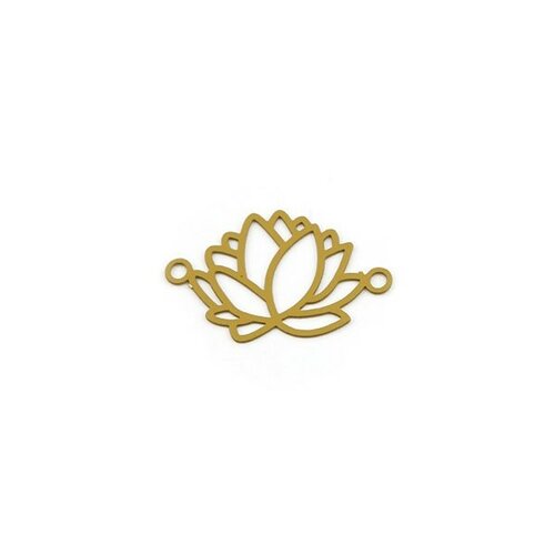 Ps11216312 pax 5 estampes pendentif connecteur filigrane fleur de lotus 23mm métal couleur moutarde