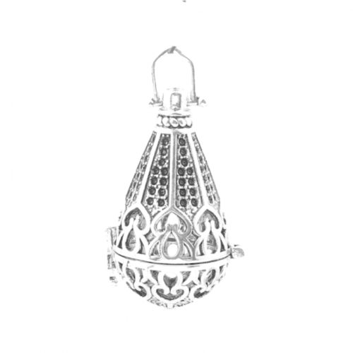 Ps116998bis pax 1 pendentif cage pour perle bola 16mm coloris argent antique