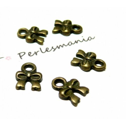 P355y pax 20 pendentifs petits nœuds 8 mm métal coloris bronze