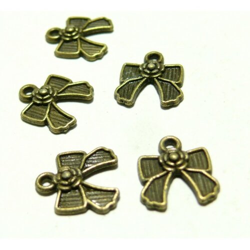 Ob4952 pax 20 pendentifs petits nœuds métal coloris bronze