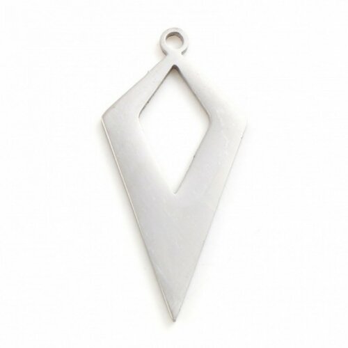 Ps11765844 pax 2 pendentifs géométrique losange 30 mm, acier inoxydable coloris argenté