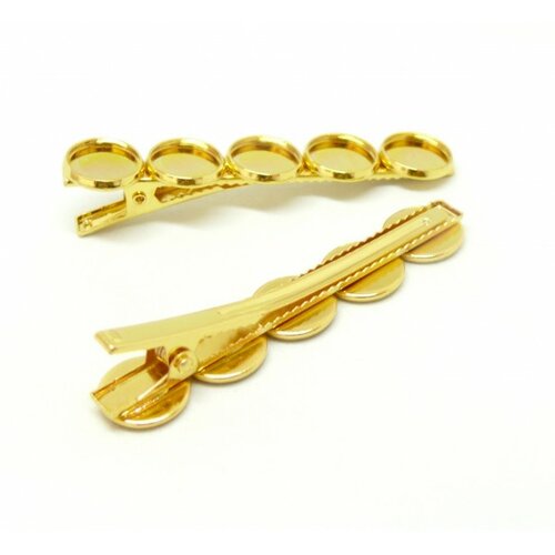 Ps11697370 pax 1 support de pinces - barrette crocodile - pour 5 cabochons en 12 mm - cuivre coloris doré
