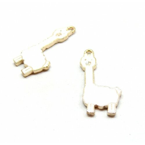 Ps110101073 pax 5 pendentifs lama blanc style emaillé 32 mm metal couleur doré