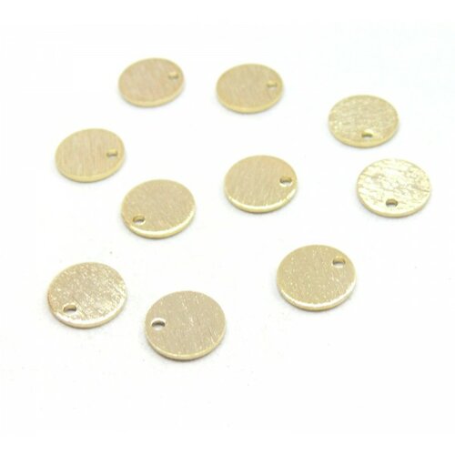 Hy306fg pax 10 pendentifs médaillons ronds avec stries 8 mm laiton doré plaqué 24kt