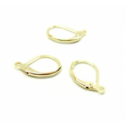 Ho13109g pax 10 boucles d'oreille - dormeuses 15 par 10 mm -  laiton - plaqué or 24kt