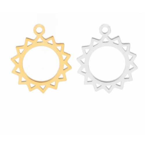 Ps11832191 pax 1 pendentif - soleil avec anneau- 15 mm - doré en acier inoxydable 304 - pour bijoux raffinés